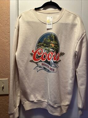 Hybrid Apparel Cream Crewneck with Coors Graphic